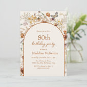 Invitation Fleurs sauvages Arch Boho 80e anniversaire (Debout devant)
