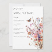 Invitation Fleurs sauvages avec Fête des mariées papillon (Devant)