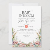 Invitation Fleurs sauvages Baby shower minimaliste (Devant)