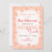 Invitation Fleurs sauvages beiges Pêcher Bat mitzvah Pois (Devant)