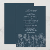 Invitation Fleurs sauvages blanches | Boho Chic Mariage (Devant / Derrière)