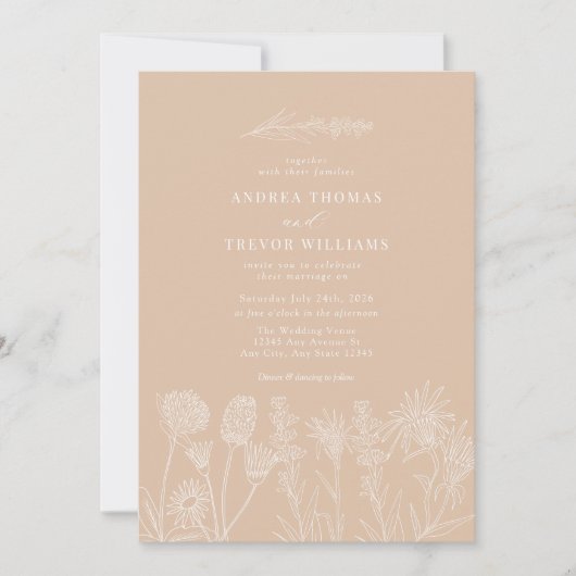 Invitation Fleurs sauvages blanches | Boho Chic Mariage (Devant)