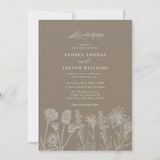 Invitation Fleurs sauvages blanches | Boho Chic Mariage (Devant)