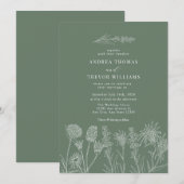 Invitation Fleurs sauvages blanches | Boho Chic Mariage (Devant / Derrière)