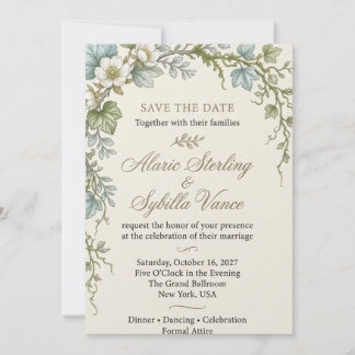 Invitation Fleurs sauvages blanches, feuillage retombant, Bo