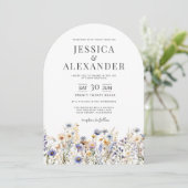 Invitation Fleurs sauvages bleu Dusty tous en un Mariage de c (Debout devant)