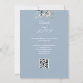 Invitation Fleurs sauvages bleu poussiéreux Code QR Mariage (Dos)