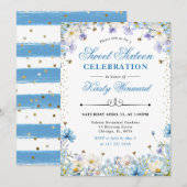 Invitation Fleurs sauvages bleues et blanches Ne m'oubliez pa (Devant / Derrière)