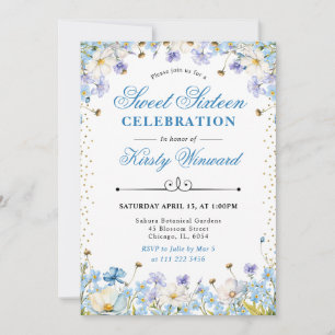 Invitation Fleurs sauvages bleues et blanches Ne m'oubliez pa