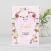 Invitation Fleurs sauvages Blush Pink Gold Brunch & Bubbly (Debout devant)