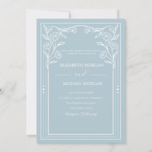 Invitation Fleurs sauvages Bohème Vintage Mariage Bleu