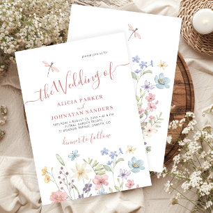 Invitation Fleurs sauvages bohèmes aquarelle florale jardin m