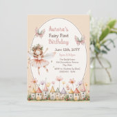 Invitation Fleurs sauvages boho bébé fille Fée Premier annive (Debout devant)