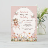 Invitation Fleurs sauvages boho bébé fille Fée Premier annive (Debout devant)