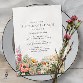 Invitation Fleurs sauvages Boho colorés | Brunch d'anniversai