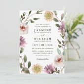 Invitation Fleurs sauvages Boho Élégant Rustique Code QR Mari (Debout devant)