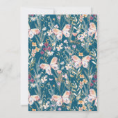 Invitation Fleurs sauvages boho élégantes bleues Enregistrez  (Dos)