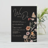 Invitation Fleurs sauvages Boho foncées Nous renouvelons enco (Debout devant)