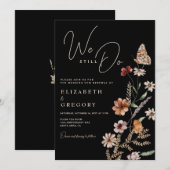 Invitation Fleurs sauvages Boho foncées Nous renouvelons enco (Devant / Derrière)