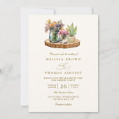 Invitation Fleurs sauvages bois pots Mason Boho code QR maria (Devant)