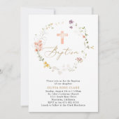 Invitation Fleurs sauvages botaniques Wreath Baptême Christen (Devant)