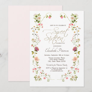 Invitation Fleurs sauvages chic 16 ans