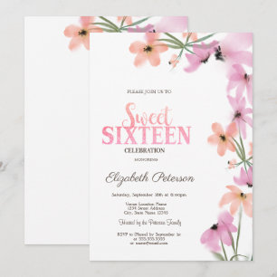 Invitation Fleurs Sauvages Chic Fleurs Bohème Roses Douze Ans