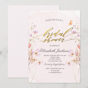 Invitation Fleurs sauvages chic Papillons Enterrement de vie