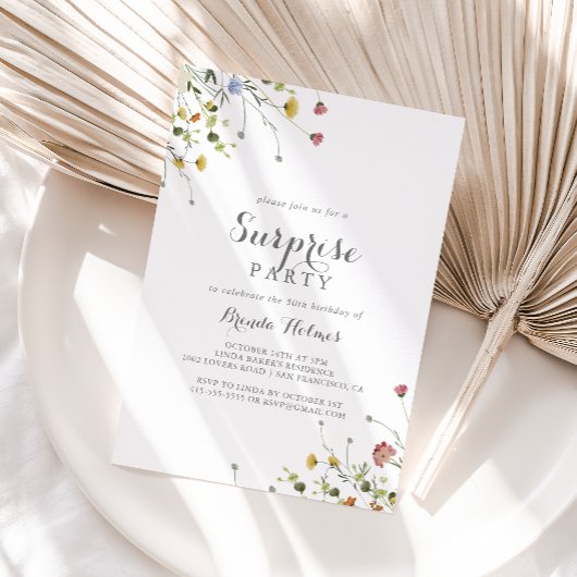 Invitation Fleurs sauvages colorées Dainty Fête Surprise