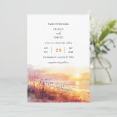 Invitation Fleurs sauvages côtiers à Sunset Art Beach Wedding (Debout devant)