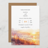 Invitation Fleurs sauvages côtiers à Sunset Art Beach Wedding (Devant / Derrière)