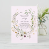 Invitation Fleurs Sauvages Couleurs Douces Bébé rose (Debout devant)