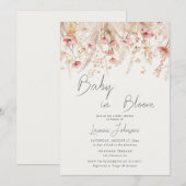 Invitation Fleurs sauvages Crème Rose Poussiéreux Coquelicots (Devant / Derrière)