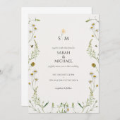 Invitation Fleurs sauvages d'abeilles camomille mignonne mari (Devant / Derrière)