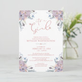Invitation Fleurs sauvages d'aquarelle Baby shower fille (Debout devant)