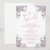 Invitation Fleurs sauvages d'aquarelle Baby shower fille (Devant / Derrière)