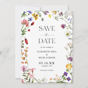 Invitation Fleurs sauvages d'aquarelle Boho Wedding Enregistr