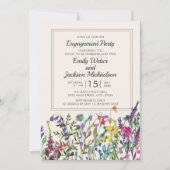 Invitation Fleurs sauvages d'aquarelle Crème violet Fiançaill (Devant)