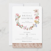 Invitation Fleurs sauvages d'aquarelle et Fête des mariées de (Devant)