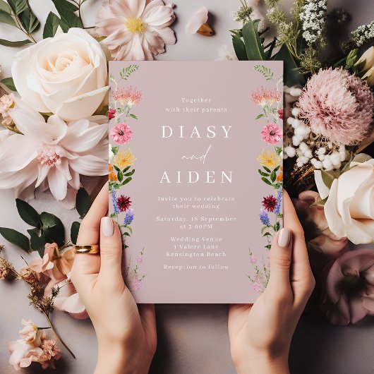 Invitation Fleurs sauvages d'aquarelle et Mariage