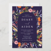 Invitation Fleurs sauvages d'aquarelle et Mariage de marine (Devant)