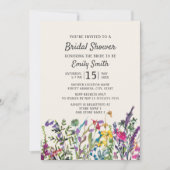 Invitation Fleurs sauvages d'aquarelle Fête des mariées flora (Devant)