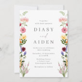 Invitation Fleurs sauvages d'aquarelle Mariage d'été printemp (Devant)