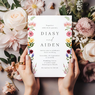 Invitation Fleurs sauvages d'aquarelle Mariage d'été printemp