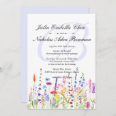 Invitation Fleurs sauvages d'aquarelle Monogramme Mariage de  (Devant / Derrière)