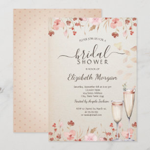 Invitation Fleurs sauvages d'aquarelle Petals Prosecco