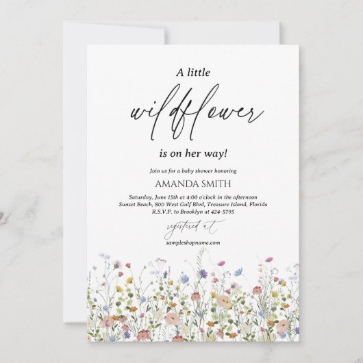 Invitation Fleurs sauvages d'aquarelle violet, Fleurs d'été (Devant)