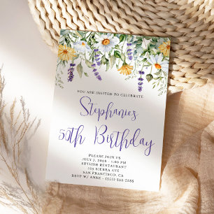 Invitation Fleurs sauvages d'aquarelle violette Anniversaire