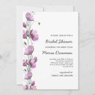 Invitation Fleurs sauvages d'aquarelle violette Fête des mari