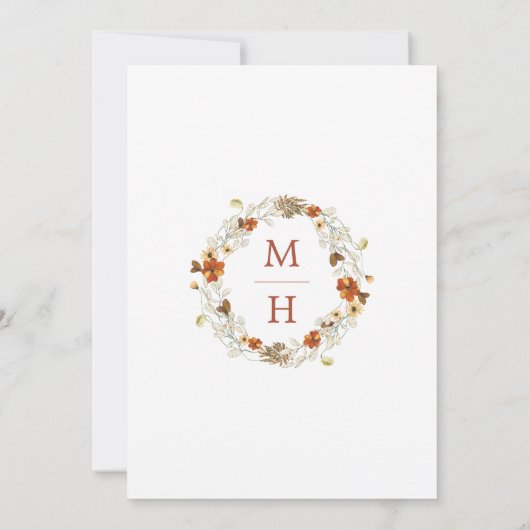 Invitation Fleurs sauvages d'automne délicats Mariage simple  (Dos)